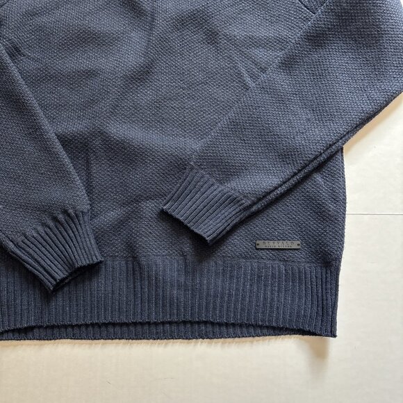 buffalo david bitton Blue Quarter Zip Sweater Size Medium Fleece Lined - Picture 3 of 7